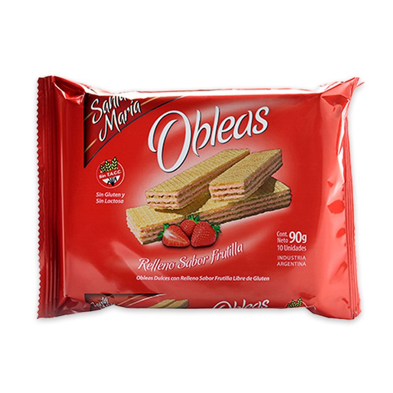 SANTA MARIA obleas rellenas sabor frutilla 90g